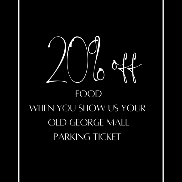 Get 20% off food with a valid Old George Mall car parking ticket!